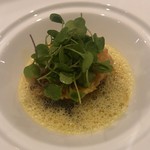 レストラン ラ・フロレゾン・ドゥ・タケウチ - 山口県産甘鯛の鱗焼き フヌイユと天然あわびのプレゼと共に マルセイユ風ブイヤベースのイマージュ