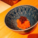 鮨 尚充 - バフンウニと酢飯混ぜ混ぜ の上にキャビア