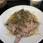 ピッザピッザピッザ - オクラと梅の冷製パスタ　ワンドリンク付き500円　激旨