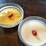 和楽 - 濃厚杏仁豆腐とマンゴープリン。どんぶりに作ってほしい！(笑)