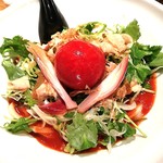 並盛＝茹で上がり400gは８７０円。甘いトマトの湯剥き、茗荷、三つ葉、玉葱と後は何かな。食材に関しては野菜オンリー。