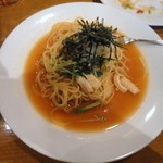 Bisutorotenukiyadaimon - 明太子とイカと水菜の和風パスタ
