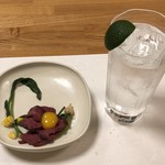 鰻はし本 - 萬膳ソーダ割りと先付け