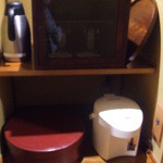 箱根　弓庵 - 冷水とお湯は用意されていますが、冷蔵庫は空です。