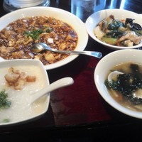 中国料理 青冥 堂島本店 - Wランチ（マーボー豆腐、ミニ焼きそば、ごはん、スープ）
