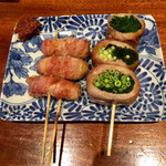 Gokuraku Yodare Sakaba - 生姜肉まき200円+、小葱肉まき200円+