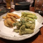 座Dining たわわ  - 天ぷら盛り合わせ(姫竹、タラノメ、かぼちゃ)