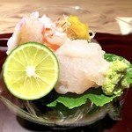 銀座ふじやま - 鱧（はも）と車海老の湯引き