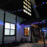 Kumano Kawa Onsen Chidori No Yu - 入口。クリスマス過ぎてもイルミネーション。