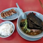 山岡家 - 味噌（味濃いめ・セットB・餃子・小ライス・薬味ネギ）