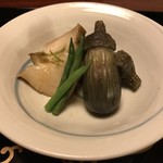 懐石 辻留 - 小茄子丸蒸き 蒸し鮑 隠元