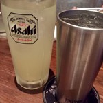 Sumibiryouri Sumishin - 麦焼酎ソーダ割りは サーモスのカップ