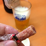 ラーメンショップ  - ビール500円のアテのサラミ