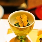 嵯峨沢館 - 2012/Jan.　八寸　子持若布と冬菜のお浸し