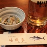 海遊亭 - まずはビールでのどを潤しましょう。