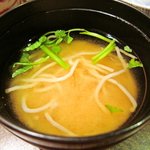 嵯峨沢館 - 2012/Jan.　味噌汁、白身魚のそうめん