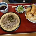 天ぷら食堂おた福 - 海老野菜天ぷらセット 750円