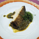 ペレグリーノ - 旬の特別料理　千葉の房州の黒鮑のロースト、鮑の肝とバローロのピュレア添え