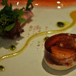 ラ・ヴァガボンド - （冷前菜）　オマール海老のコンソメジュレ　トリュフの卵　コライユ