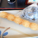 讃岐製麺 - うずら串162円　　明太おにぎり140円