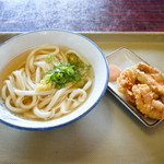 まえばうどん - かけうどんと、とり天