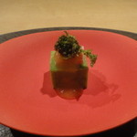 野嵯和 - 口取りの菜の花のムース、芥子ジュレ