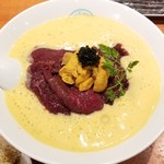 麺屋 六感堂 - 冷製馬雲丹エスプーマ仕立て＋馬刺し増し