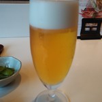 うにと牡蠣と日本酒と 和食バルyou-say - 生ビール。このサイズで500円はお高め。
