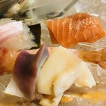 美国観光ハウス - 北寄貝、鱒、平目の昆布〆