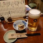 やきとり山平 - 生ビールです