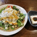 ことり亭 - 料理写真:ランチのセットのサラダとお豆富。しっかりとした豆富にはしそもろみ味噌。