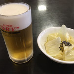 御食事処 道 - 生ビール・塩キャベツ