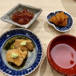 日本橋蛎殻町 すぎた - ◆あん肝と新政、ウニ味噌漬け、鱒子