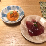 鮨いさお - 塩水ウニとカツオ