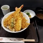 銀座 天一 - 大海老天丼+イカ天。