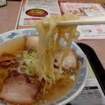 麺処 若武者 弐號店 大正浪漫 ラーメン 名物温泉ぶためし みどり湯食堂 - 会津山塩物語(並、朝ラー)麺リフト(201903)