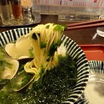 めんや薫寿 - 蛤と菜の花のラーメン麺リフト(201904)