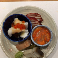 鮨 福原 - 鱧、蛸のうめ煮、ホヤ、鮑、鮑の肝のネギ味噌和え、あん肝