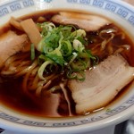 麺処 若武者 弐號店 大正浪漫 ラーメン 名物温泉ぶためし みどり湯食堂 - 会津黒煮干中華そば(並、朝ラー)