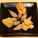 鮨 尚充 - 立飛むらさき、余市塩水、山口あかうに