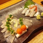 味心 すず木 - うまづらはぎと細魚のお造り。