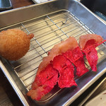 日本一の串かつ 横綱 - タコ焼きと紅ショウガ