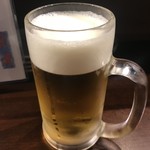 徳田酒店 御肉 - 生ビール(プレミアムモルツ) 500ml ジョッキ 390円(税抜)