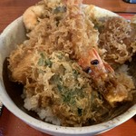 Yotteketei - 天ぷらは 海老、鱚、ピーマン、カボチャ、海老のかき揚げ