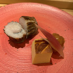 割烹 一楓 - 焼き物：たかべの若狭焼き、玉子 表面がしっかりとしていて、中はしっとり。たかべでも若狭焼きができるんですね。 玉子はほわほわ。芸術的。