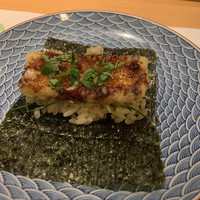 割烹 一楓 - 鰻のキンパ 手巻き寿司ほどの大きさの海苔に、寿司飯、鰻のかば焼き。自分で巻いていただきます。