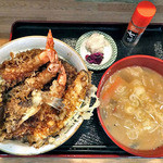 天ぷら処 こさか - 昼の天丼・上（ご飯大盛り）＆ 豚汁（２０１２年１月）