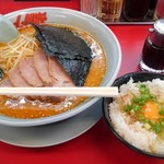 Yamaokaya Yamagata Nishida Ten - 特製味噌ネギチャーシュー麺(大盛)+玉子かけご飯