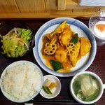 中国料理 神龍 - エビとサワラ旬野菜のチリソース煮定食