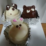 ケーキハウス ポプリ - パンダさん、たぬきさん、うさぎさん各200円(税抜)